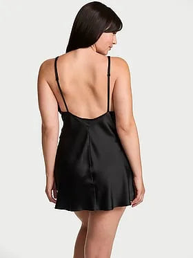 Shine Script Satin Mini Slip Dress