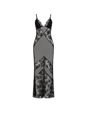 Chiffon & Rose Lace Maxi Slip Dress