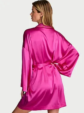 Washable Silk Sheer Stripe Short Robe