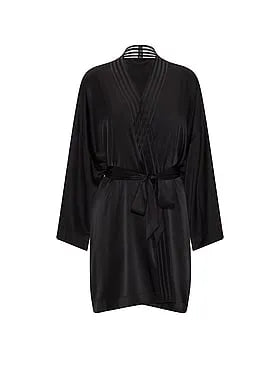 Washable Silk Sheer Stripe Short Robe