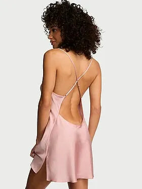 Satin Open-Back Slip Dress