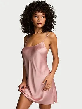 Satin Open-Back Slip Dress