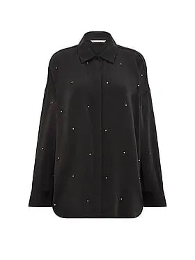 Silky Shine Button-Front Shirt