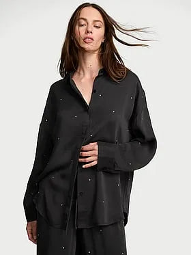 Silky Shine Button-Front Shirt
