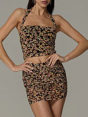 Martina Ruched Mini Skirt with Hot Short