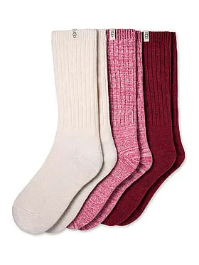 3-Pack Rib Knit Slouchy Crew Socks