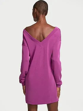 Featherweight Knit V-Neck Long-Sleeve Dress