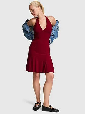 Night-Out Stretchy Knit Halter Dress