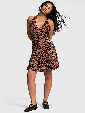 Night-Out Stretchy Knit Halter Dress