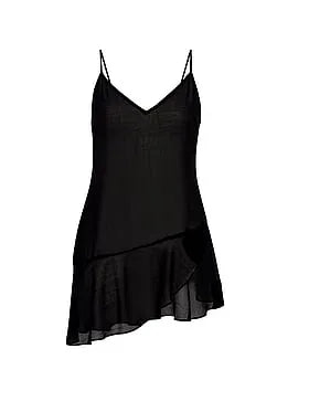 Beachwear Sheer Crinkle Asymmetric Mini Dress