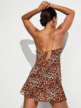 Beachwear Sheer Crinkle Asymmetric Mini Dress