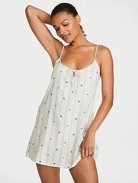 Modal-Cotton Keyhole Slip Dress
