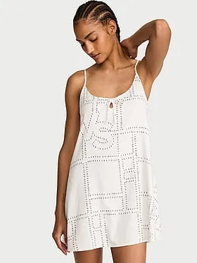 Modal-Cotton Keyhole Slip Dress