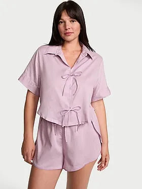 Modal-Cotton Tie-Front Short Pajama Set