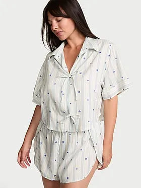 Modal-Cotton Tie-Front Short Pajama Set