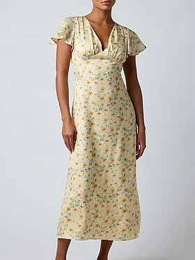 Charity Flutter Sleeve Midi Dress