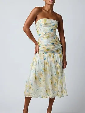 Reign Ruched Bodice Midi Dress