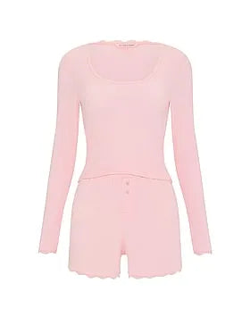 Pointelle Rib Long-Sleeve Tee & Short Set