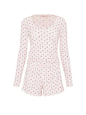 Pointelle Rib Long-Sleeve Tee & Short Set