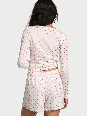 Pointelle Rib Long-Sleeve Tee & Short Set