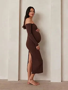 Sculpting Rib Off the Shoulder Dress