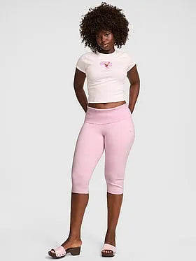 PINK | Elle Knit Foldover Capri Pants