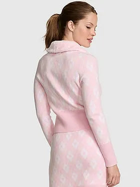PINK | Elle Jacquard Knit Cardigan