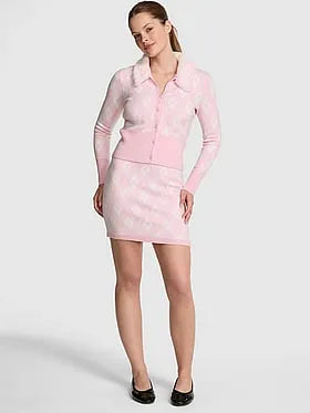PINK | Elle Jacquard Knit Cardigan