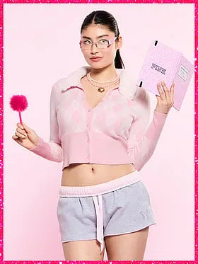 PINK | Elle Jacquard Knit Cardigan