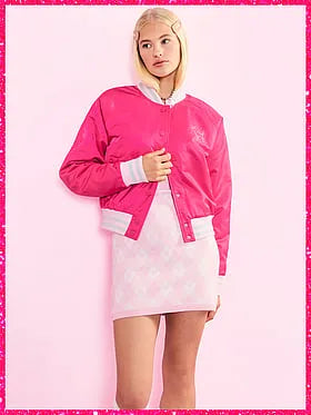 PINK | Elle Satin Varsity Jacket
