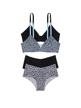 4-Piece Marshmallow Unlined Bralette and No-Show Cheeky Set