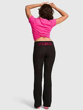 PINK | Elle All-Day Cottonâ¢ Foldover Flare Leggings
