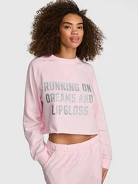 PINK | Elle Campus Fleeceâ¢ Cropped Crew Sweatshirt