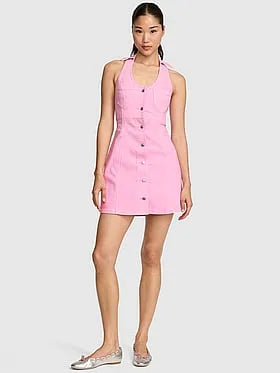 PINK | Elle Denim Halter Dress