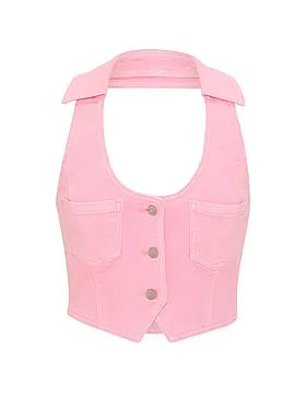 PINK | Elle Denim Halter Top