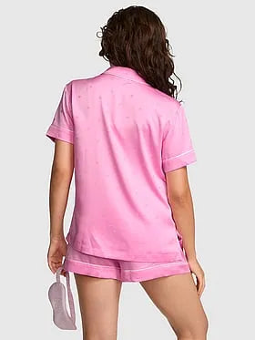 PINK | Elle 3-Piece Satin Eye Mask & Short Pajama Set