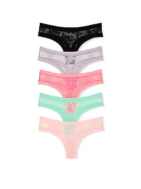 5-Pack No-Show Butterfly Lace Thong Panties