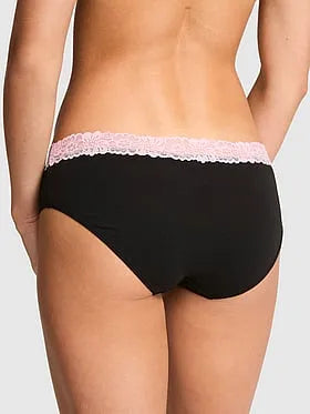 Cotton Lace-Trim Hiphugger Panty