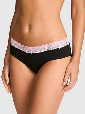 Cotton Lace-Trim Hiphugger Panty