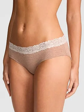 Cotton Lace-Trim Hiphugger Panty