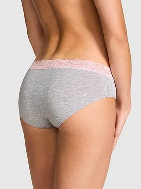 Cotton Lace-Trim Hiphugger Panty
