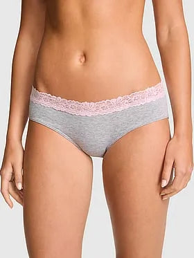 Cotton Lace-Trim Hiphugger Panty