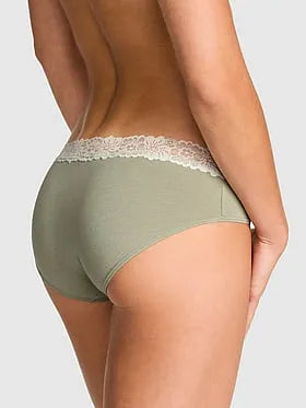 Cotton Lace-Trim Hiphugger Panty