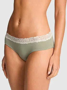 Cotton Lace-Trim Hiphugger Panty