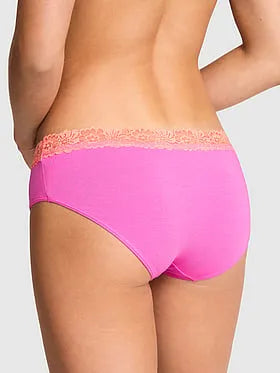 Cotton Lace-Trim Hiphugger Panty