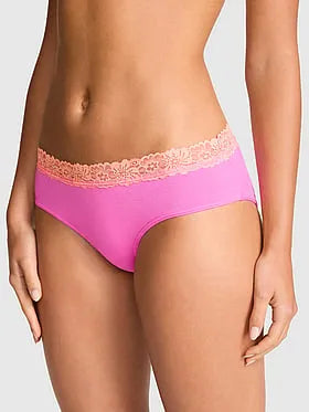 Cotton Lace-Trim Hiphugger Panty