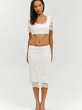 Frankies Bikinis x Paige Lorenze Honeymoon Lace Midi Skirt