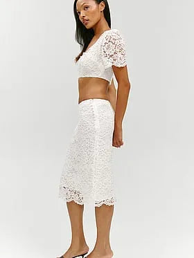 Frankies Bikinis x Paige Lorenze Honeymoon Lace Midi Skirt