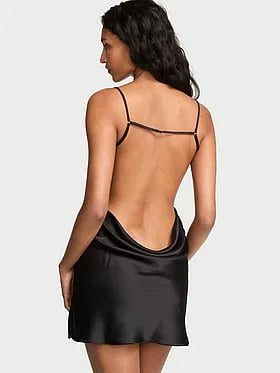 Satin Draped Low-Back Mini Slip