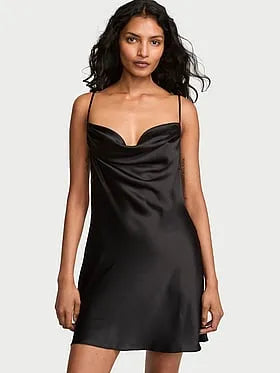 Satin Draped Low-Back Mini Slip